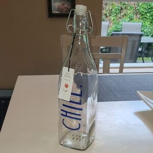 Rae Dunn Blue 'Chill' Glass Bottle